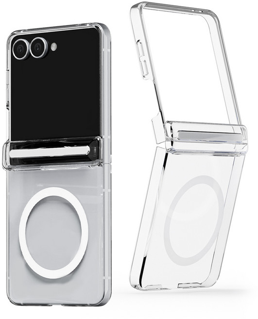 오엔이 맥세이프 호환 오토힌지 마그네틱 가드 투명 하드 갤럭시 Z플립 케이스