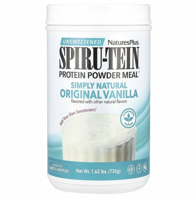 NaturesPlus Spiru-Tein® 단백질 분말 식사 무가당 바닐라 맛 736g(1.62lb) NAP-45884, 1개, 736g - 쿠팡