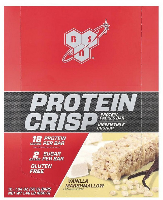 BSN 프로틴 크리스프 초콜릿 크런치 12개입 (각 55g), 55g, 12개