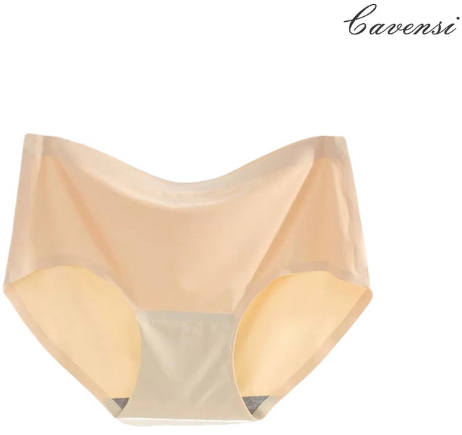 Cavensi 中腰女士內褲 冰絲無痕舒適透氣, 親膚裸色,1XL（建議55-75公斤 ）