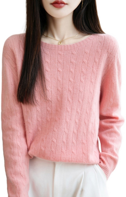 제이유미 여성 라운드 케이블 꽈배기 긴팔 니트 스웨터 GH-252