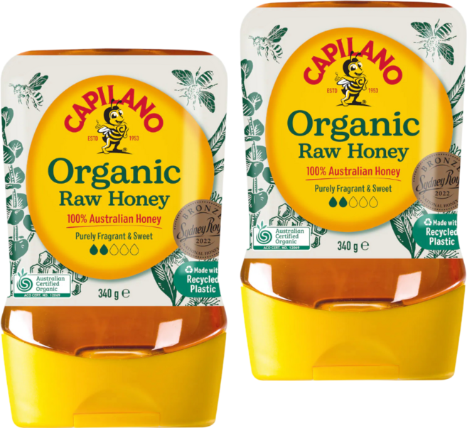 호주꿀 100 % 카필라노 유기농꿀 튜브형 Capilano 100% Pure Australian Honey Organic Raw Squeeze, 2개, 340g