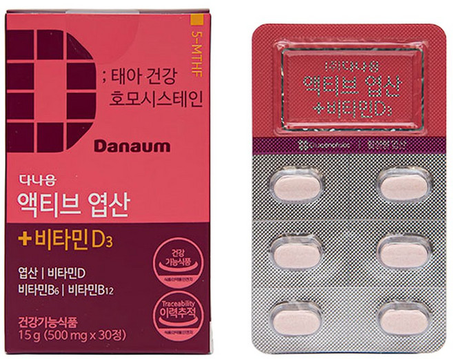 다나음 액티브 엽산 비타민D3 30정 1개