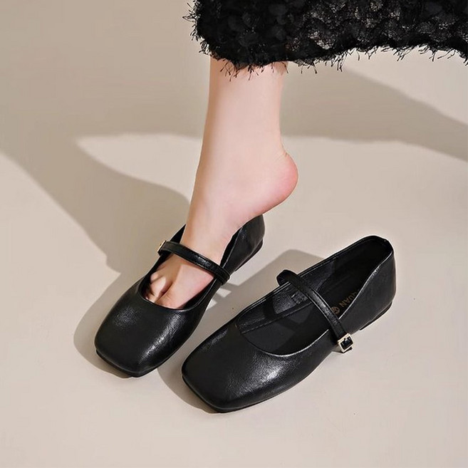 DANGZ 여성 스퀘어 메리제인 플랫슈즈 구두