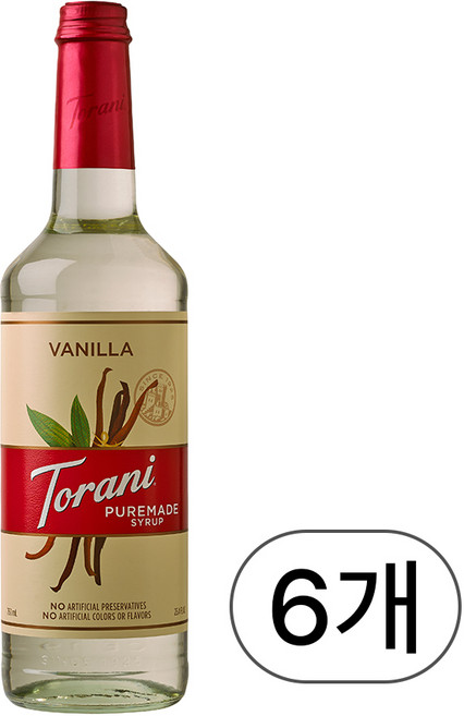 토라니 퓨어메이드 시그니처 바닐라 시럽 750ml, 6개