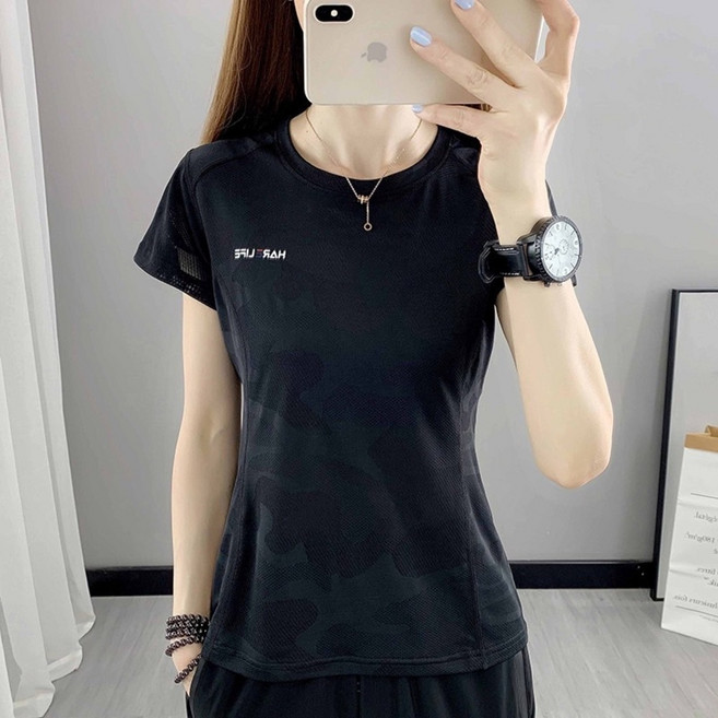 HVBELIFE 女夏季運動排汗衫 圓領短袖速乾T恤