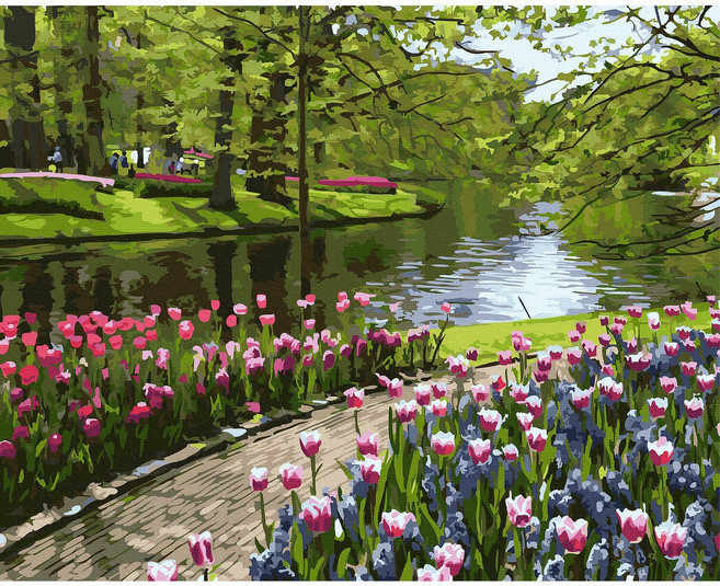 대형 명화 그리기 DIY 60X75cm 유화 캔버스 세트 거실 인테리어 그림 150종, H.풍경, H022.향기로운숲, 1개, H022.향기로운숲