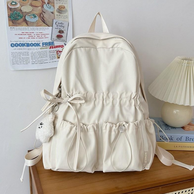 페이지샵 리본 셔링 나일론 초등 주니어 여아 데일리 백팩 학생가방 책가방