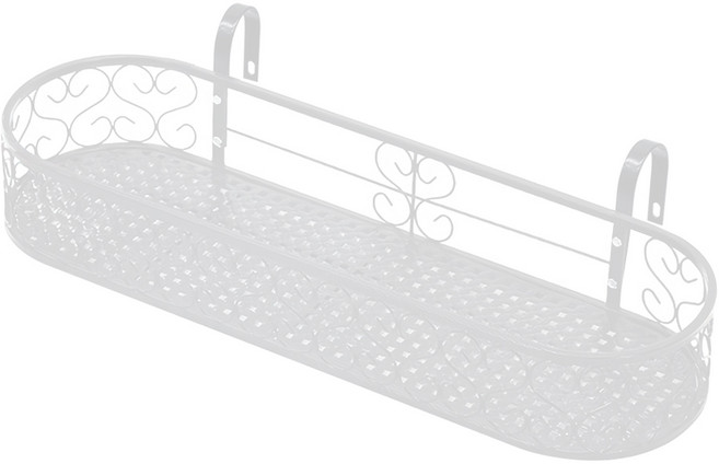 MK 베란다 화분걸이대 일반 난간용 (라운드 80 X 20cm) 난간고리2개형, 화이트