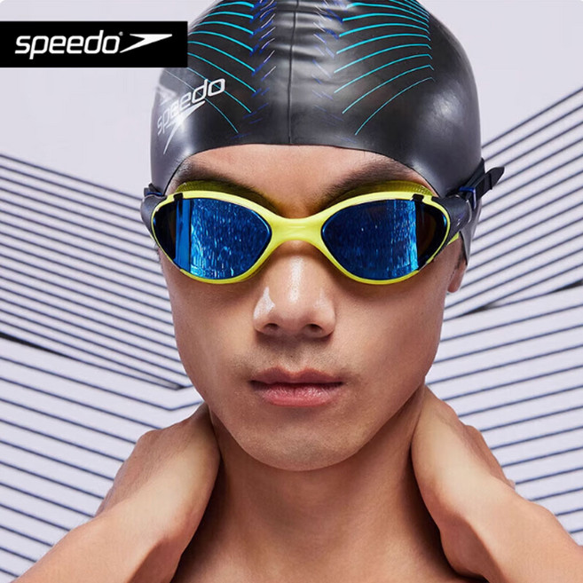 Speedo 스피도 바이오퓨즈 클라우드센스 2.0 미러 수경 챔피언 시리즈 초광각 습기방지, 1개, 스피도바이오퓨즈미러수경-블랙/사파이어블루코팅