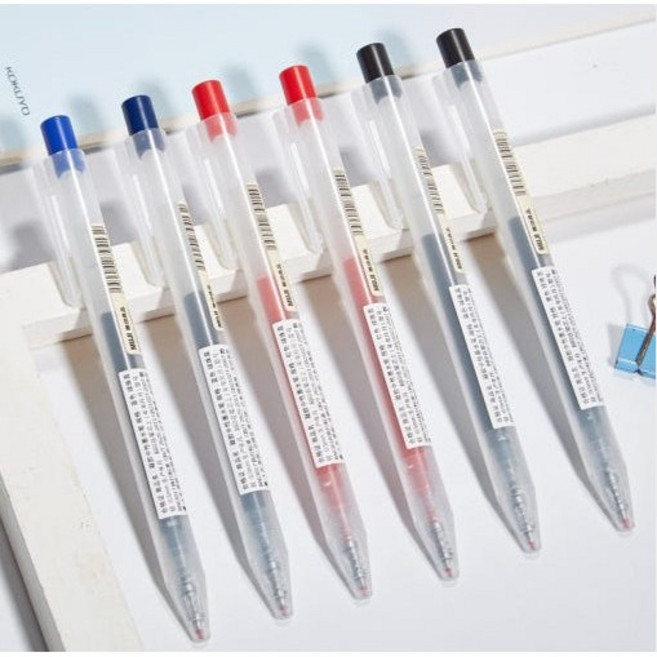 MUJI 무인양품 젤 잉크 볼펜 노크식 0.5mm, 3개, 검정