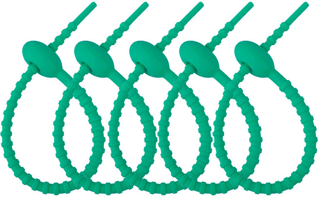 엘에떼 실리콘 케이블타이 215mm 고리타입 선정리 홀더 키링 부자재, 20개, 그린