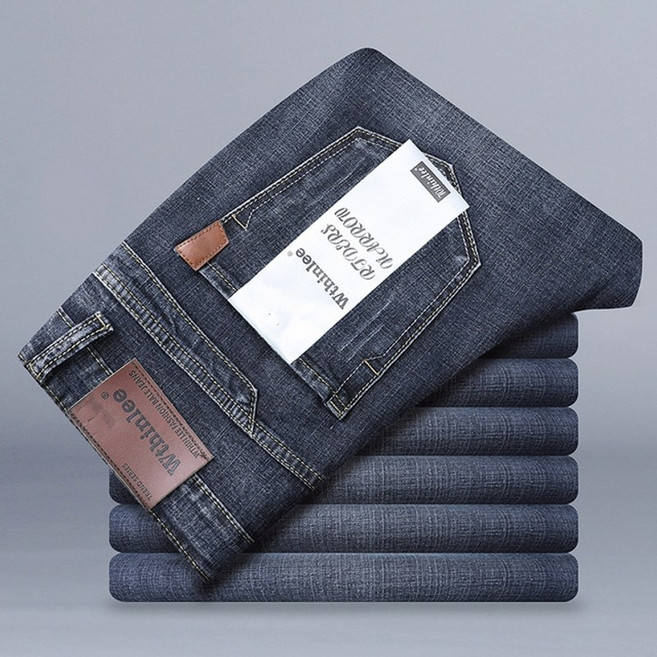 새로운 남성 패션 청바지 비즈니스 캐주얼 스트레치 슬림 청바지 클래식 바지 데님 바지 남성 블랙 블루