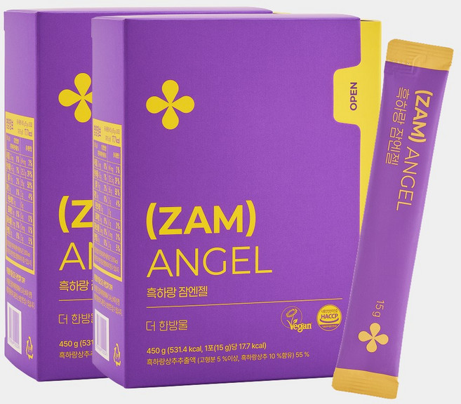 더한방울 흑하랑 잠엔젤 2박스(60포), 15g, 60개