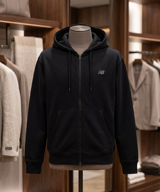 뉴발란스 NBMDG21403 / UNI 에센셜 썸머 경량 후드집업 (BLACK) L7K3