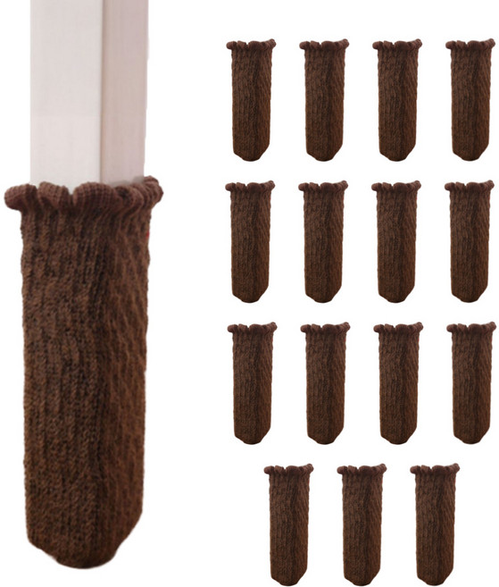 감성팩토리 바닥 보호 의자 발 커버, 16개, 브라운