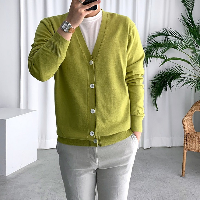 룩플레인 세련된 비스코스 브이넥 니트 가디건 12color