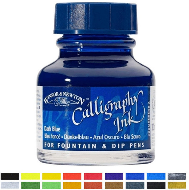 윈저앤뉴튼 캘리그라피 잉크/병잉크 [30ml/18칼라], 1개, Blue Black