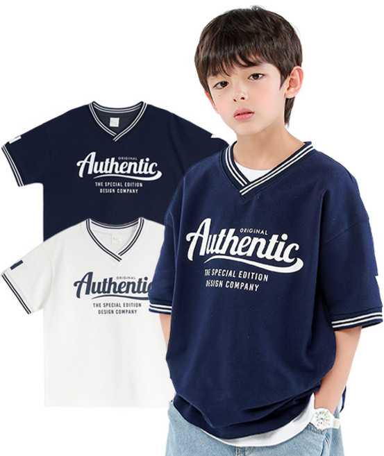 더베이지 여름 주니어 남아 반팔 티 리타 브이넥 피케티 J8194 아동 초등학생 반팔