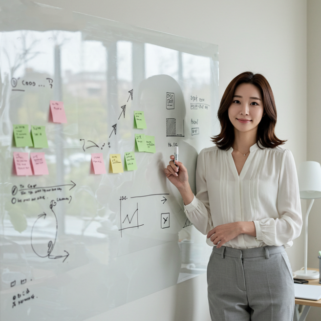 스틱온 붙이는 화이트보드 투명 메모보드 특허 시트지, 투명_대형