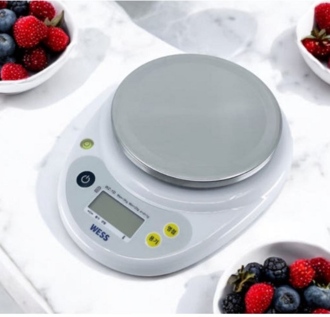 WESS 웨스 주방저울 3kg 이유식 주방 카페 요리 다이어트 계량저울, WZ-1D, 흰색 / 화이트