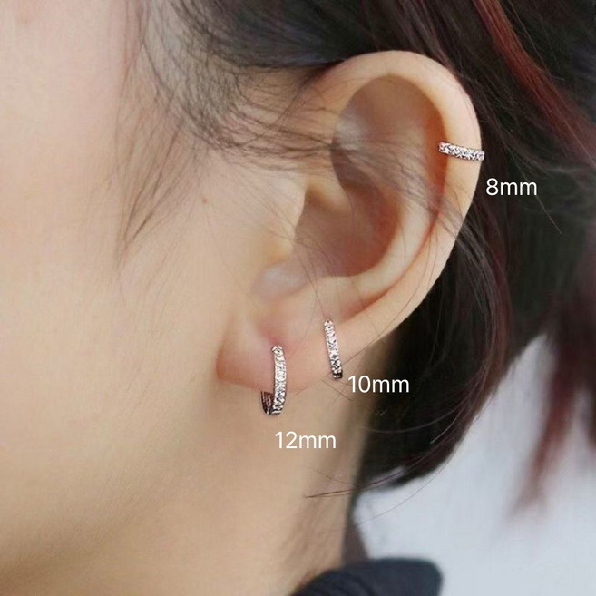 핫몰 원터치 써지컬스틸 이어링 큐빅 링 귀걸이 6개1세트