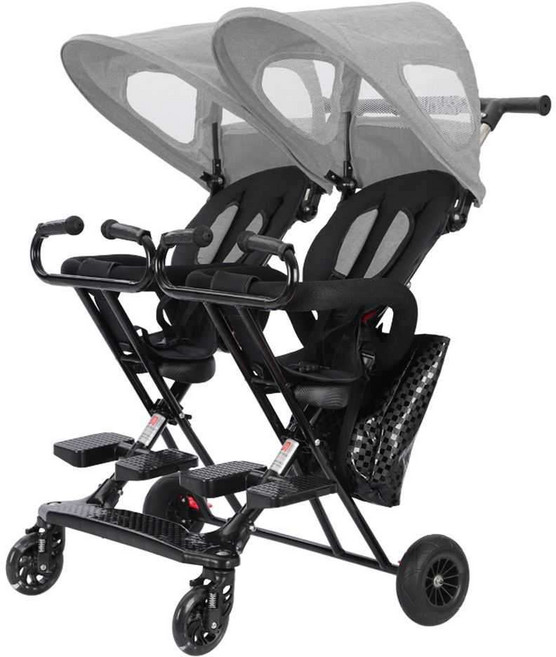 2인용 트라이크 유모차 쌍둥이 더블 자매 형제 남매, 8