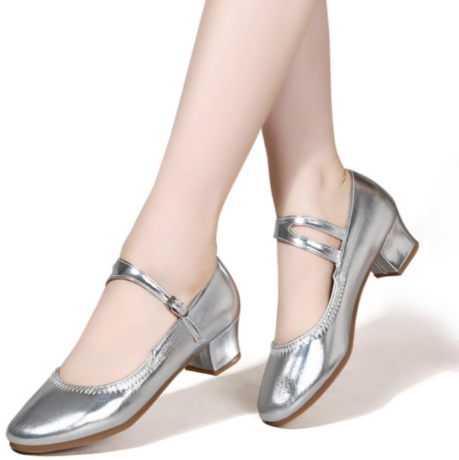 라라 디바즈 여성 낮은 굽 가죽 라틴 라인 댄스화, 240, 실버