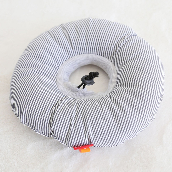 페트 스타일 스트라이프 플러스면 엘리자베스 링 개 헤드 기어 애완 동물 칼라 안티 핥기 제품, L 대형, 그레이, 1개