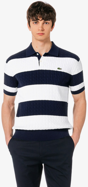 [라코스테 공식] 남성 케이블 반팔 스웨터 폴로 셔츠 PH368E-56G HDE