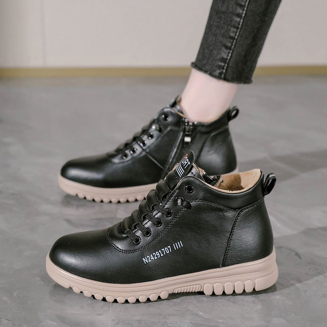 여성 겨울 털 부드 키높이 패션 발목 스니커즈 가을 겨울 부드러운 지퍼 부츠 발편한 여성 신발 여성 방한화 여성 발목 신발 여성 굽높은신발H131
