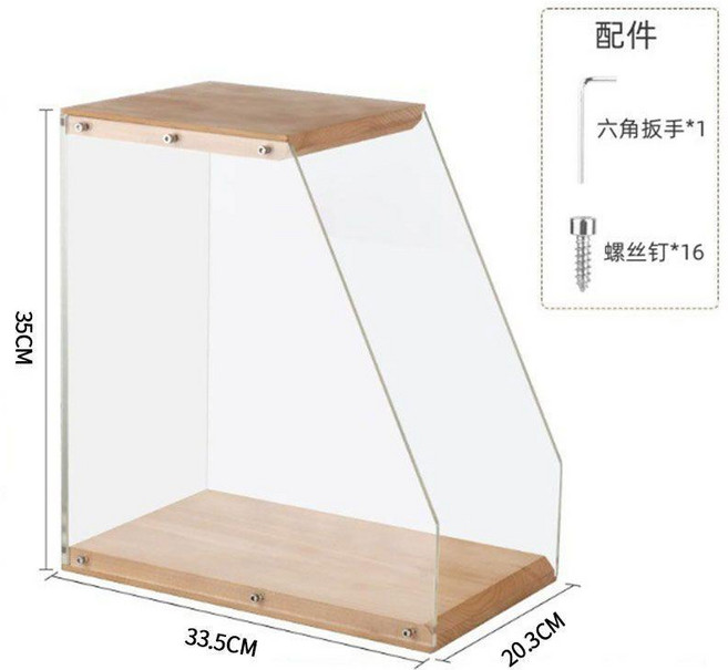 實木黑膠唱片置物架 桌面收納盒 透明展示架, 1個, 原木色唱片架, 原木色