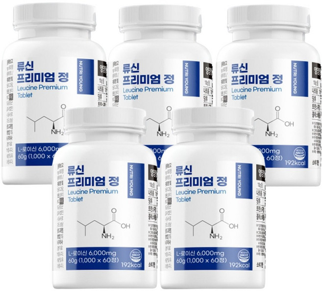 뉴트리영 류신 단백질 프리미엄 정 1000mg, 5통, 60g