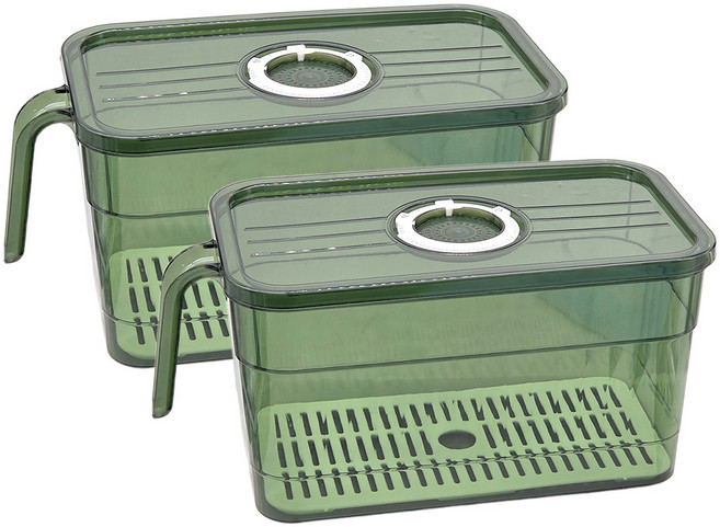 헬로제인 다이얼 냉장고 트레이 수납 정리 보관함, 그린, 2개