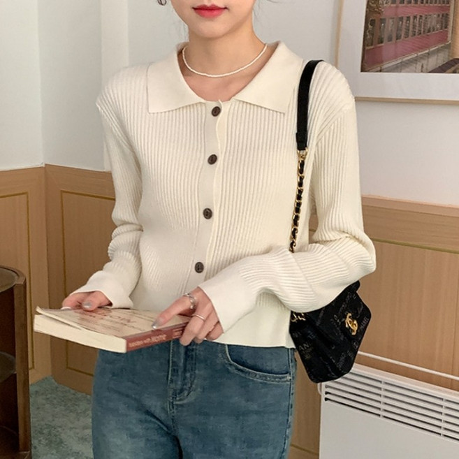 아이엠몽 여성용 아티바 골지 카라 니트 가디건