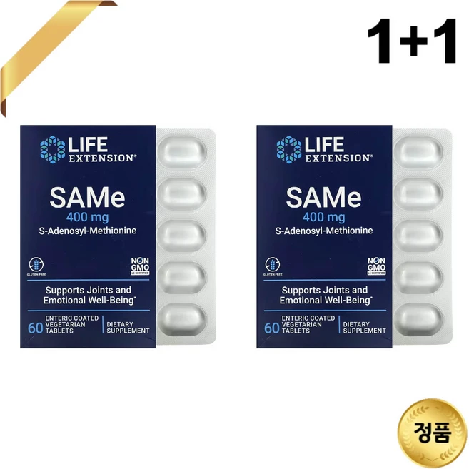 1+1 라이프익스텐션 SAMe 400mg 60정 아데노실 메티오닌, 2개 - 쿠팡