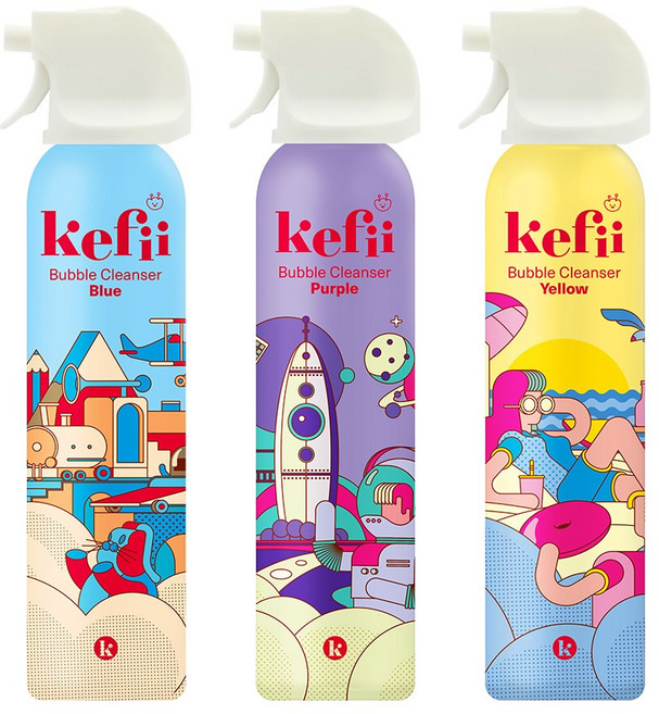 케피 유아 버블클렌저 블루+퍼플+옐로우, 3개, 200ml