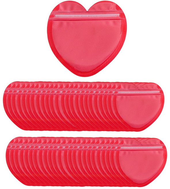 미니 하트 지퍼백 악세사리 포장 봉투, 50개, 레드