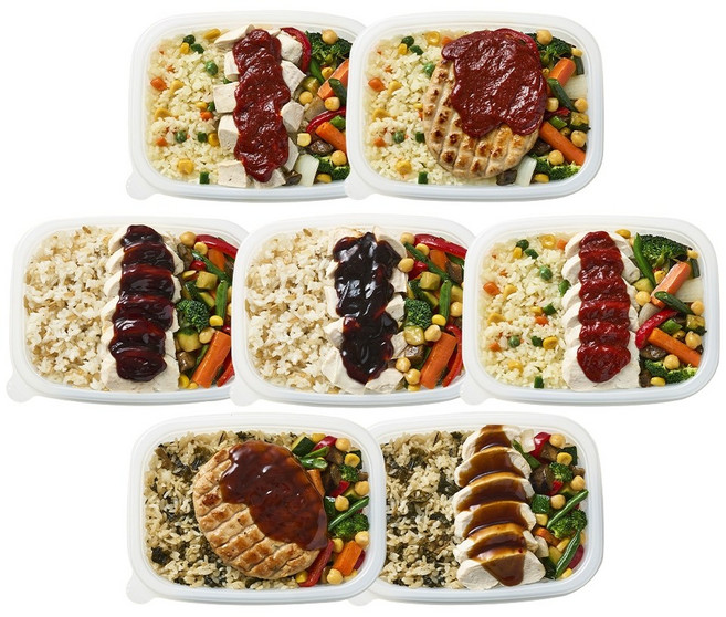 굿스푼 닭한상 맛보기 양많은 닭가슴살 볶음밥 탄단지 도시락 단백질 슬라이스 조각 스테이크 저당 편의점 도시락, 2.9kg, 1세트, 한식버전 7종 7팩