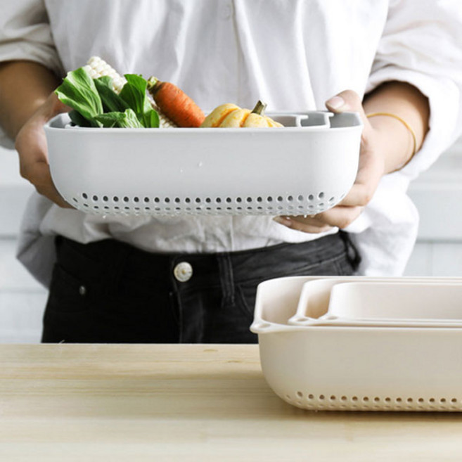 [메이저유통] 물빠짐 사각바구니 과일세척 채반 믹싱볼 3세트 빠른배송, 상세설명 참조, 1개