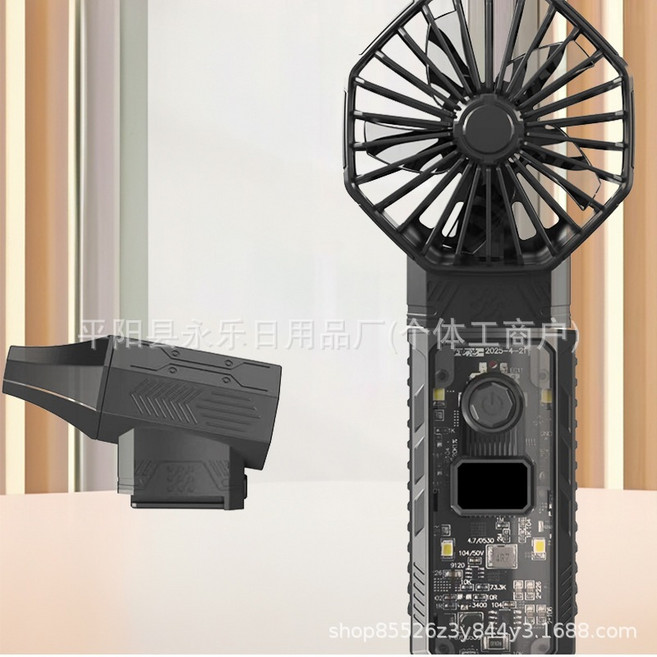 多功能充電暴力渦輪風扇大功率無刷應急戶外露營手持風扇, 4000mAh TF64A3+風嘴套裝, 灰色A+B+C