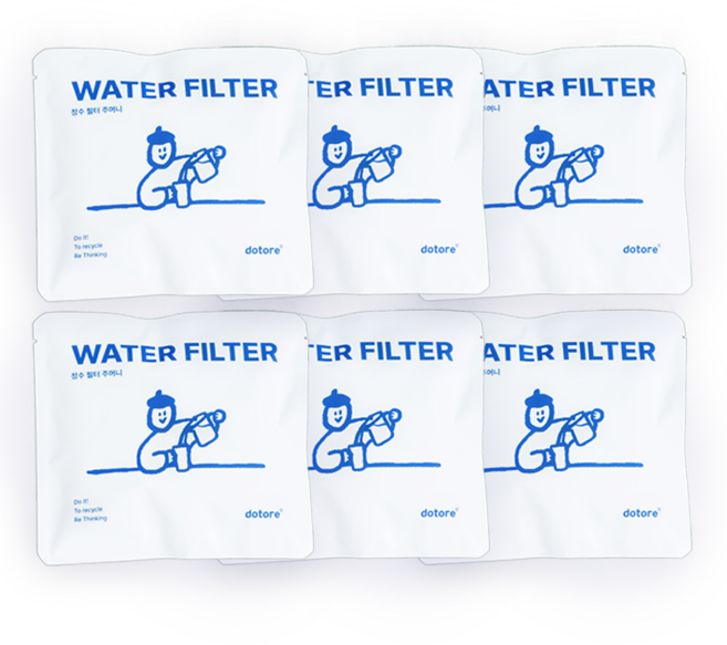 재사용 가능한 도토리필터 재구매 고객용 [브리타 정수기 막스트라 필터 호환], 리필용 주머니 6개 (필터본품 포함 안됨!!)