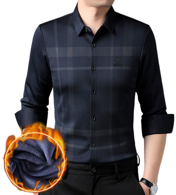 남자 추동 긴팔 기모 도톰 셔츠 비즈니스 캐주얼 셔츠 S6333
