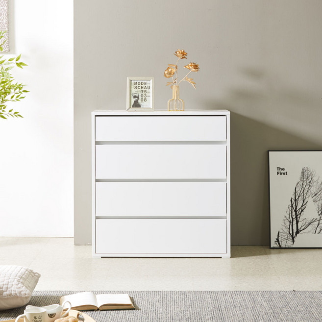 완제품 공간활용 넓고 깊은 4단 4칸 화이트 서랍장 단스 GM022