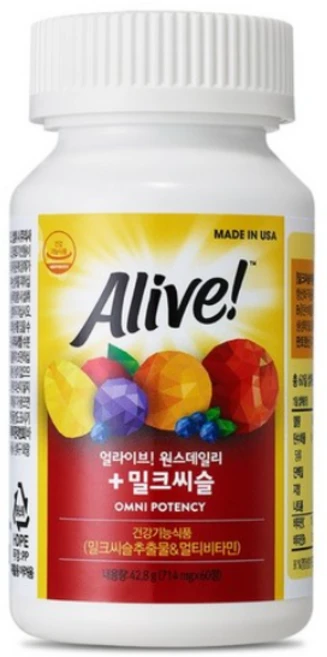 얼라이브 원스데일리 + 밀크씨슬, 60정, 1개 - 쿠팡