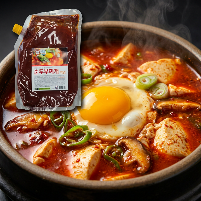 순두부찌개 양념 1.2kg 업소용 대용량 찌개소스 간편요리 순두부양념, 1개, 2kg