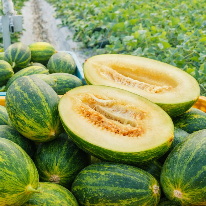 [50개한정] 파파야메론 개구리참외 꿀당도 18브릭스, 1박스, 1kg (정품 랜덤과)