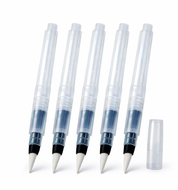 물통 없이 바로 쓰는 수채화 워터 브러시 붓펜, 5개, 150mm