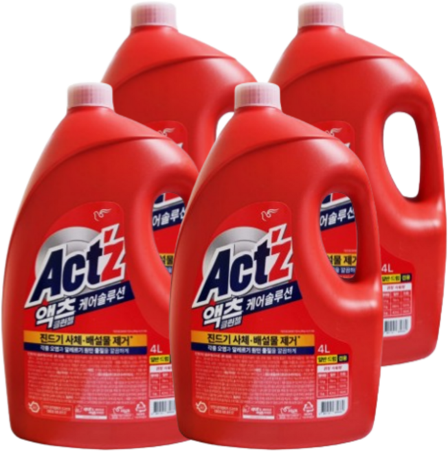 액츠 클린젤 일반 드럼 겸용 액상세제 본품, 4L, 4개