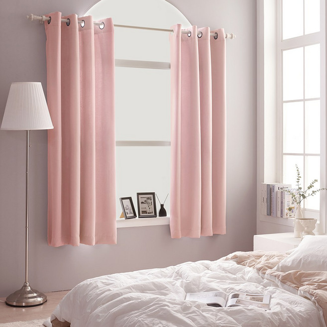 아일렛형 하비드 암막커튼 작은창 (135x170cm) 크림핑크 1장